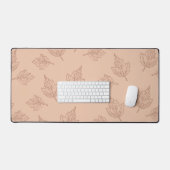 茶色のカエデ葉ルヴィンテージ線の葉のパターン デスクマット (キーボード&マウス)