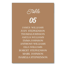 茶色のカスタムウェディング テーブルナンバー