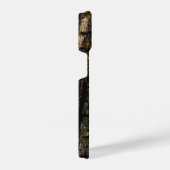 茶色のカッコいい苔むした木の樹皮の黄色の地衣類モノグラム iPhoneケース (右側面)