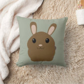 茶色のキャラクターウサギ クッション (ブランケット)