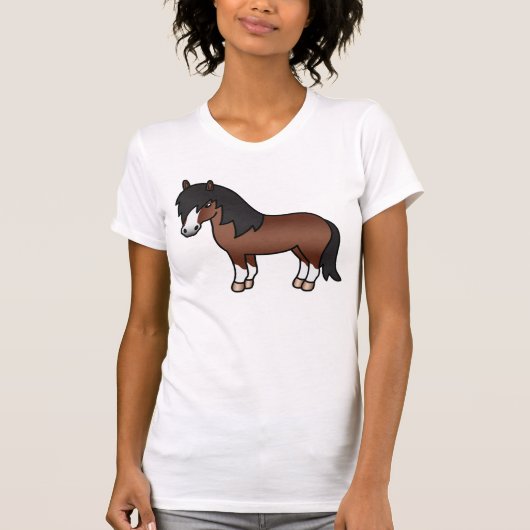 茶色のキャラクターシェトランドポニー Tシャツ (正面)