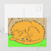 茶色のキャラクター猫が丸まって ポストカード (正面/裏面)