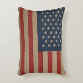 茶色のキャンバスの米国の旗が付いている枕 アクセントクッション (正面(垂直))