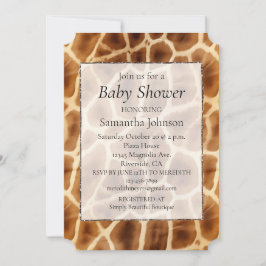 茶色のキリン アニマル プリント 招待状