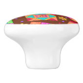 茶色のキルトパッチワークカラフルブロックアート セラミックノブ (側面)