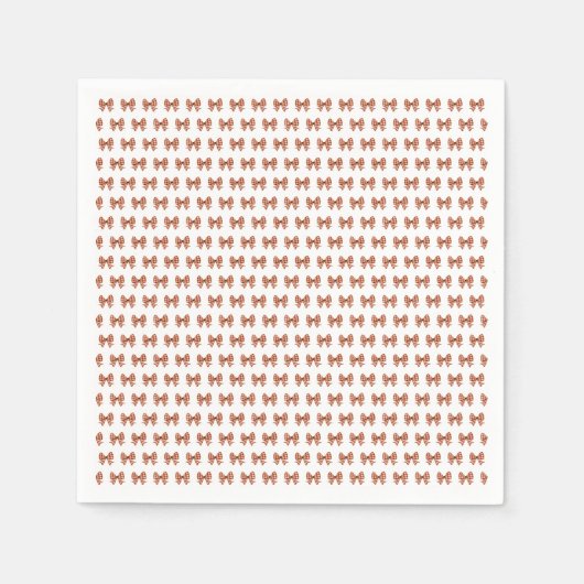 茶色のギンガム弓パターン スタンダードカクテルナプキン (正面)