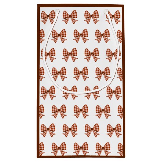 茶色のギンガム弓パターン スモールペーパーバッグ (裏面)