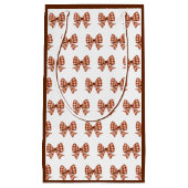 茶色のギンガム弓パターン スモールペーパーバッグ (正面)