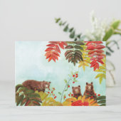 茶色のクマが赤いナナカマドの実を食べている 招待状 (スタンド正面)