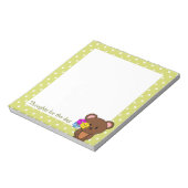 茶色のクマに花の束 ノートパッド (回転)