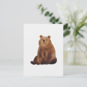 茶色のクマのイラスト ポストカード (スタンド正面)