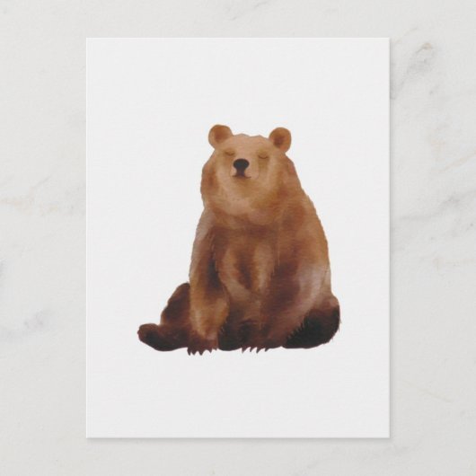 茶色のクマのイラスト ポストカード (正面)