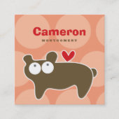 茶色のクマのキャラクターのプロフィールカード スクエア名刺 (正面)