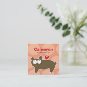 茶色のクマのキャラクターのプロフィールカード スクエア名刺 (スタンド正面)