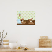 茶色のクマの子供用壁飾り ポスター (キッチン)