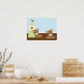 茶色のクマの子供部屋用壁飾り ポスター (キッチン)