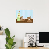 茶色のクマの子供部屋用壁飾り ポスター (ホームオフィス)