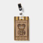 茶色のクマの幼稚園生の許可証 バッジ (正面 （クリップ付）)