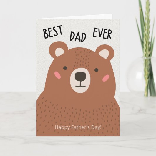 茶色のクマの父の日 カード (正面)