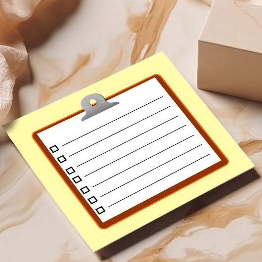 茶色のクリップボード白い紙チェックリスト3" x 3" ポストイット