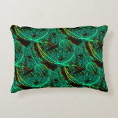 茶色のクレーターを持つ粗いテクスチャの濃い緑のシアン アクセントクッション (正面)