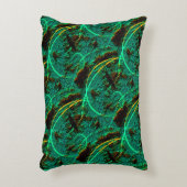 茶色のクレーターを持つ粗いテクスチャの濃い緑のシアン アクセントクッション (正面(垂直))