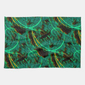 茶色のクレーターを持つ粗いテクスチャの濃い緑のシアン キッチンタオル (横)