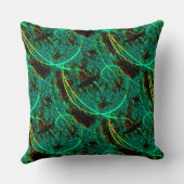 茶色のクレーターを持つ粗いテクスチャの濃い緑のシアン クッション (裏面)