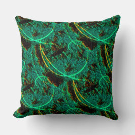 茶色のクレーターを持つ粗いテクスチャの濃い緑のシアン クッション