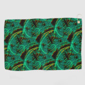 茶色のクレーターを持つ粗いテクスチャの濃い緑のシアン ゴルフタオル (横)