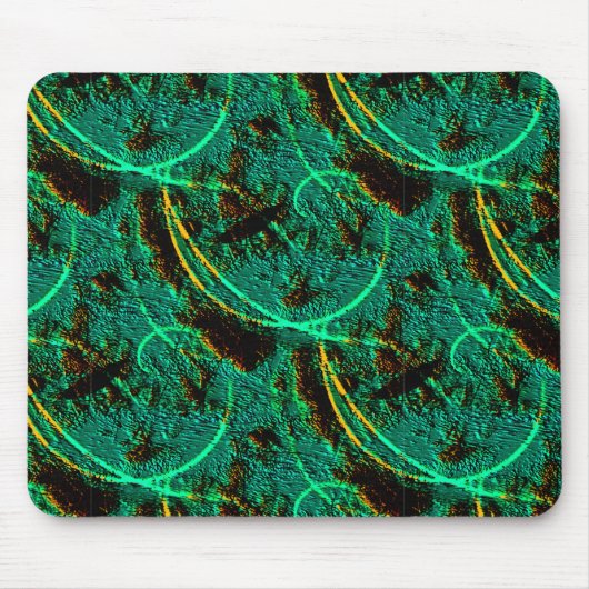 茶色のクレーターを持つ粗いテクスチャの濃い緑のシアン マウスパッド (正面)