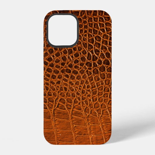 茶色のクロコダイル革 iPhoneケース (裏面)