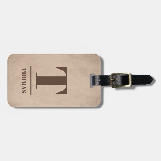 茶色のクールモノグラムはっきりしたテクスチャのベージュ ラゲッジタグ