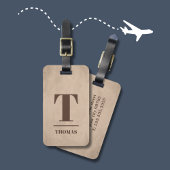 茶色のクールモノグラムはっきりしたテクスチャのベージュ ラゲッジタグ