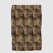 茶色のグラデーションの円を持つ正方形のレリーフ、 浮き彫り ゴルフタオル (正面)