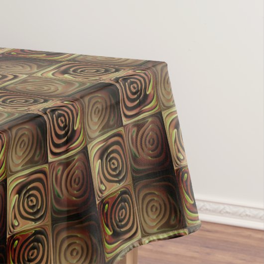 茶色のグラデーションの円を持つ正方形のレリーフ、 浮き彫り テーブルクロス (インサイチュ)