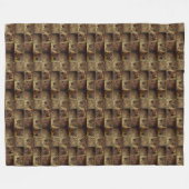 茶色のグラデーションの円を持つ正方形のレリーフ、 浮き彫り フリースブランケット (正面(横))