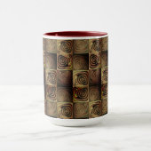 茶色のグラデーションの円を持つ正方形のレリーフ、 浮き彫り マグカップ (中央)