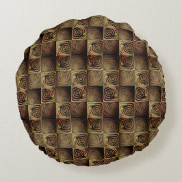 茶色のグラデーションの円を持つ正方形のレリーフ、 浮き彫り ラウンドクッション