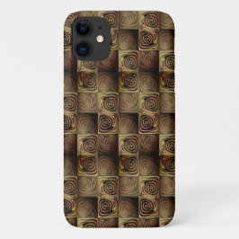 茶色のグラデーションの円を持つ正方形のレリーフ、 浮き彫り iPhone 11 ケース