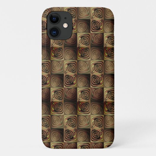 茶色のグラデーションの円を持つ正方形のレリーフ、 浮き彫り Case-Mate iPhoneケース (裏面)