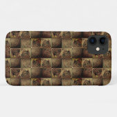 茶色のグラデーションの円を持つ正方形のレリーフ、 浮き彫り Case-Mate iPhoneケース (裏面(横))