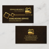 茶色のグランジ金ゴールド移動ボックス 名刺 (正面/裏面)