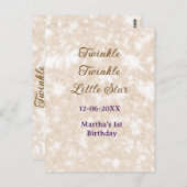 茶色のグリッターきらきらリトルスター誕生日 ポストカード (正面/裏面)