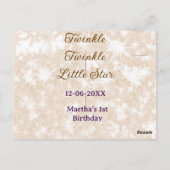 茶色のグリッターきらきらリトルスター誕生日 ポストカード (裏面)