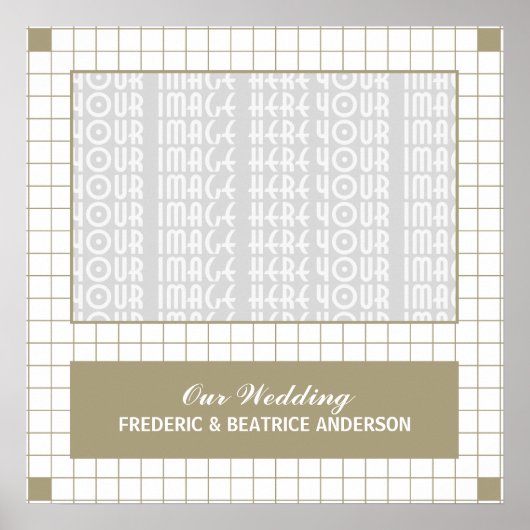 茶色のグリッドフォト ポスター (正面)