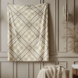 茶色のコンテンポラリーアイボリー寝具の微妙なパターン フリースブランケット