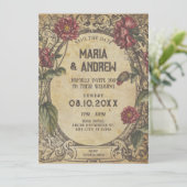 茶色のゴシック ヴィンテージ クラシック ウェディング セーブザデート (スタンド正面)