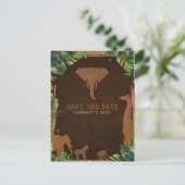 茶色のサファリジャングル動物園の動物たち セーブ・ザ・デート 案内ポストカード (スタンド正面)