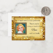 茶色のサンキューカード枠付き葬儀フローラ ノートカード (正面/裏面インサイチュ)